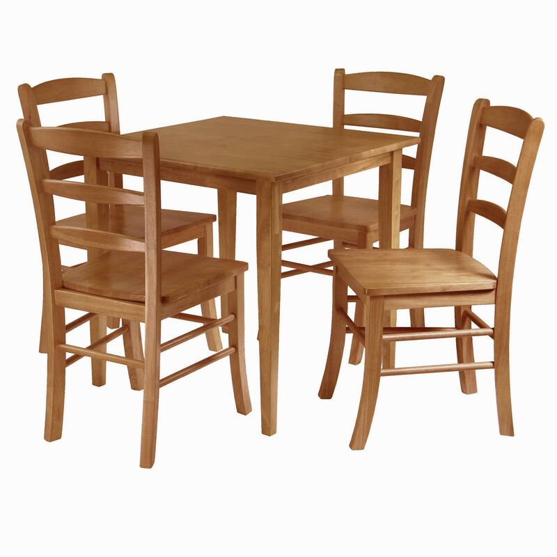 3-Pc Dining Table with Ladder-back Chairs, Light Oak - Light Oak