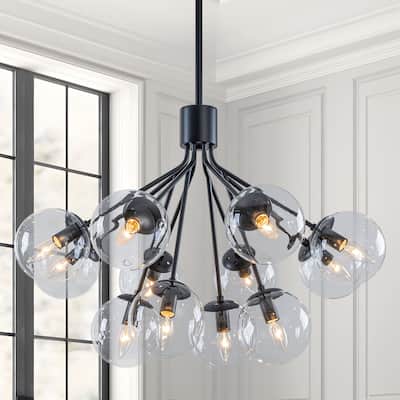 Starsky 12-Light Modern Bubble Seeded Glass Chandelier