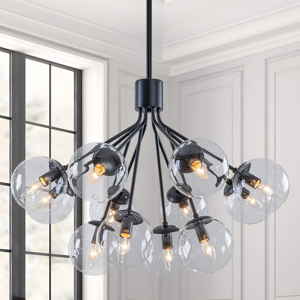 Starsky 12-Light Modern Bubble Seeded Glass Chandelier