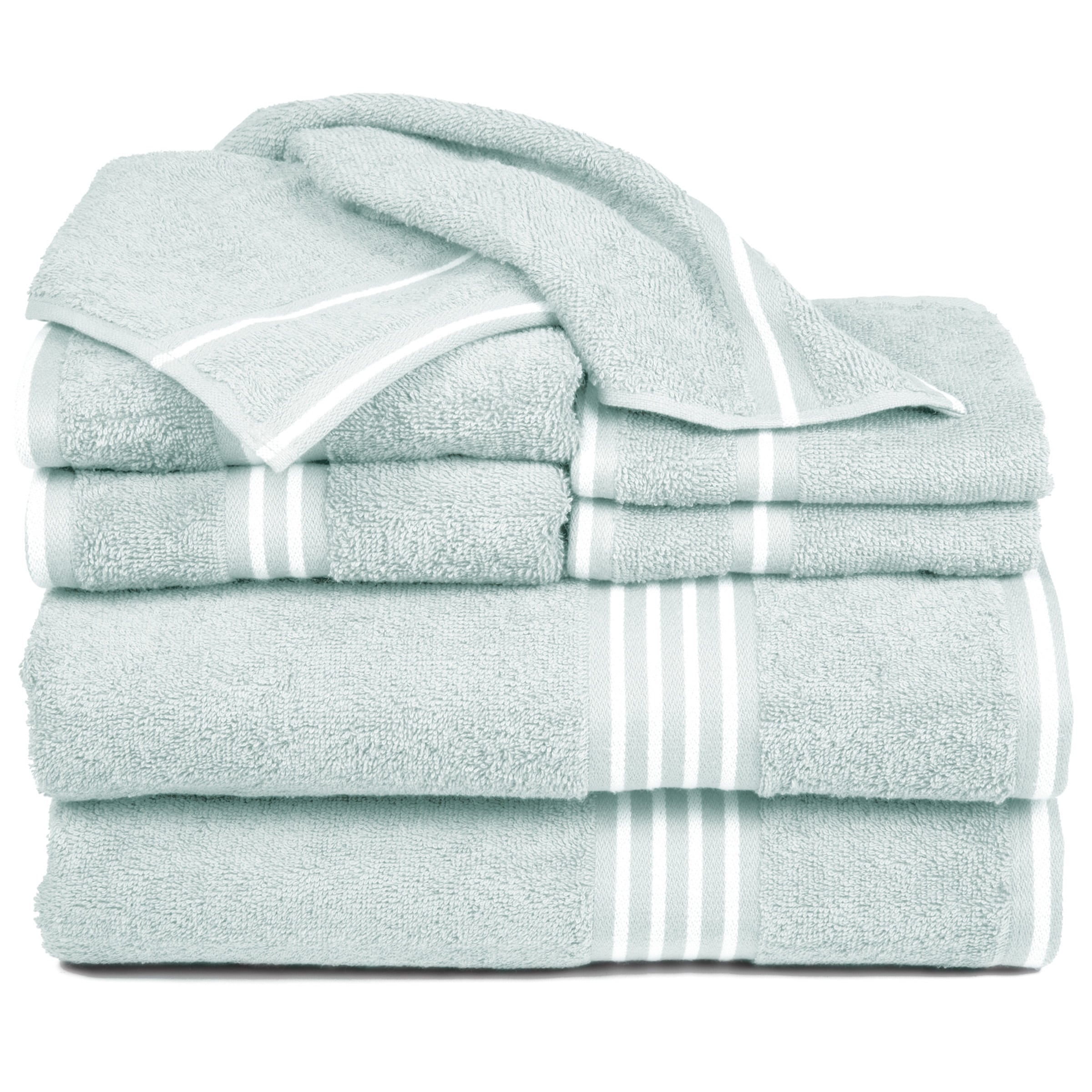 8PC Bathroom Towels Set 575GSM 100% Cotton with 2 Bath Towels, 2 Hand Cloths, 2 Wash Cloths, and 2 Fingertip Fabric