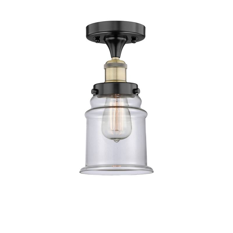 Innovations Lighting Edison Canton - 1 Light 6" Semi-Flush Mount - Clear/Black Antique Brass
