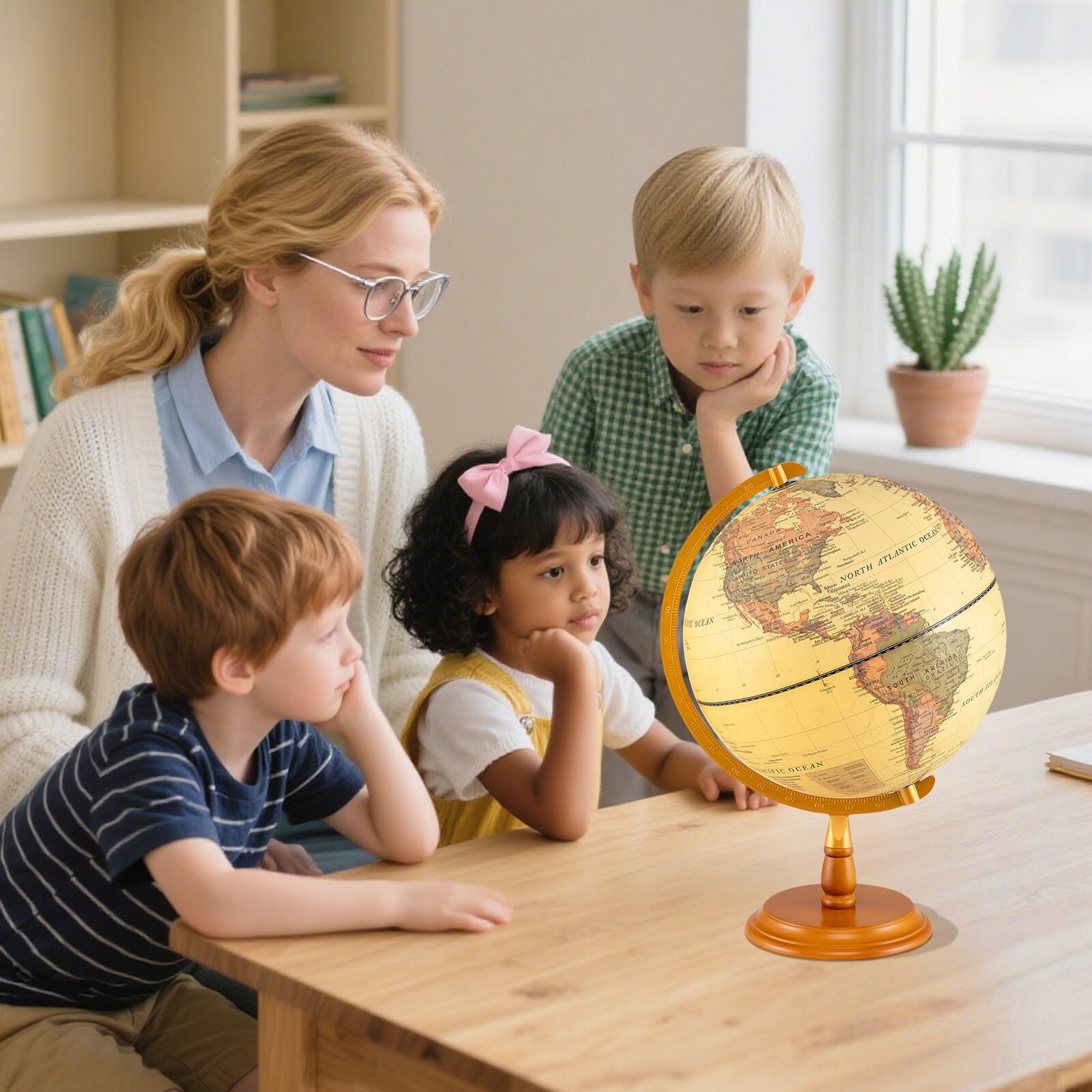 Gymax 12'' Illuminated World Globe w/Raised Relief LED Lights