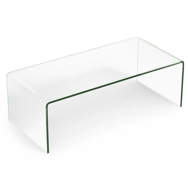 42.0" x 19.7" x 14" Tempered Glass Coffee Table - 42.5" x 20" x 14" (L x W x H)
