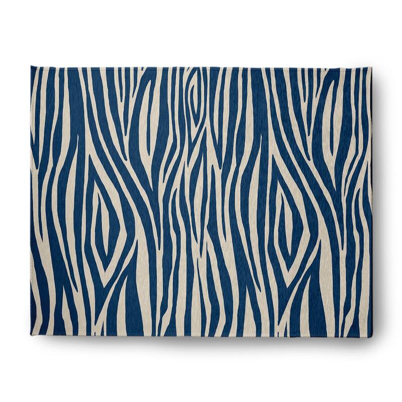 Wood Stripe Design Chenille Area Rug - 8' x 10' - Blue