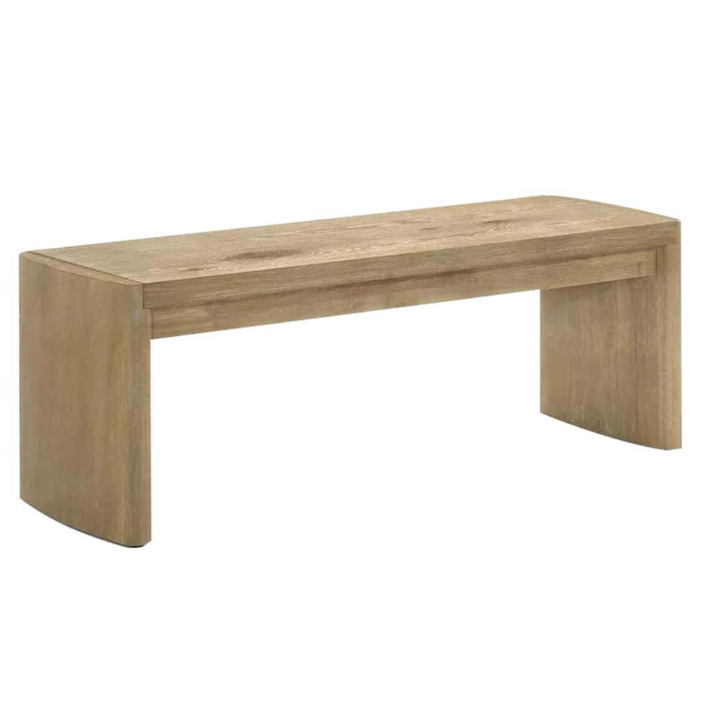 Edey Dining Bench, Rounded Corners, 51 Inch Oak Brown Solid Rubberwood