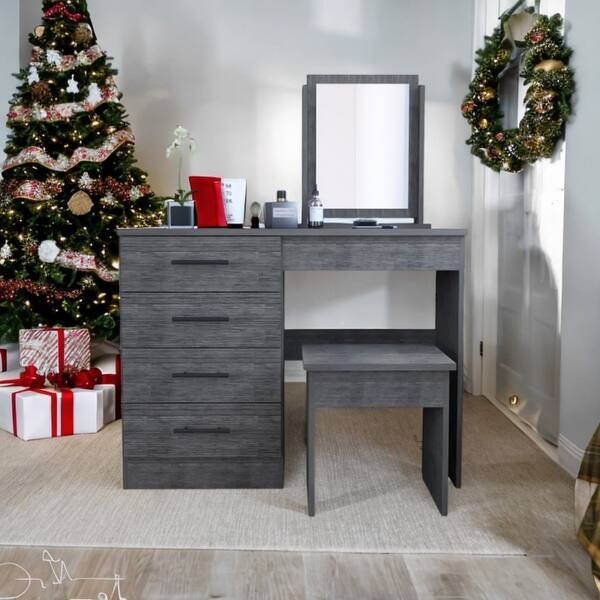 grey oak dressing table Makeup Roxx with Mirror & Stool - Smokey - Bed Bath & Beyond light grey grey dressing table