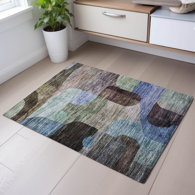Premium Washable Super Soft Contemporary Abstract Mayfield Rug - Brown - 1'8" x 2'6"