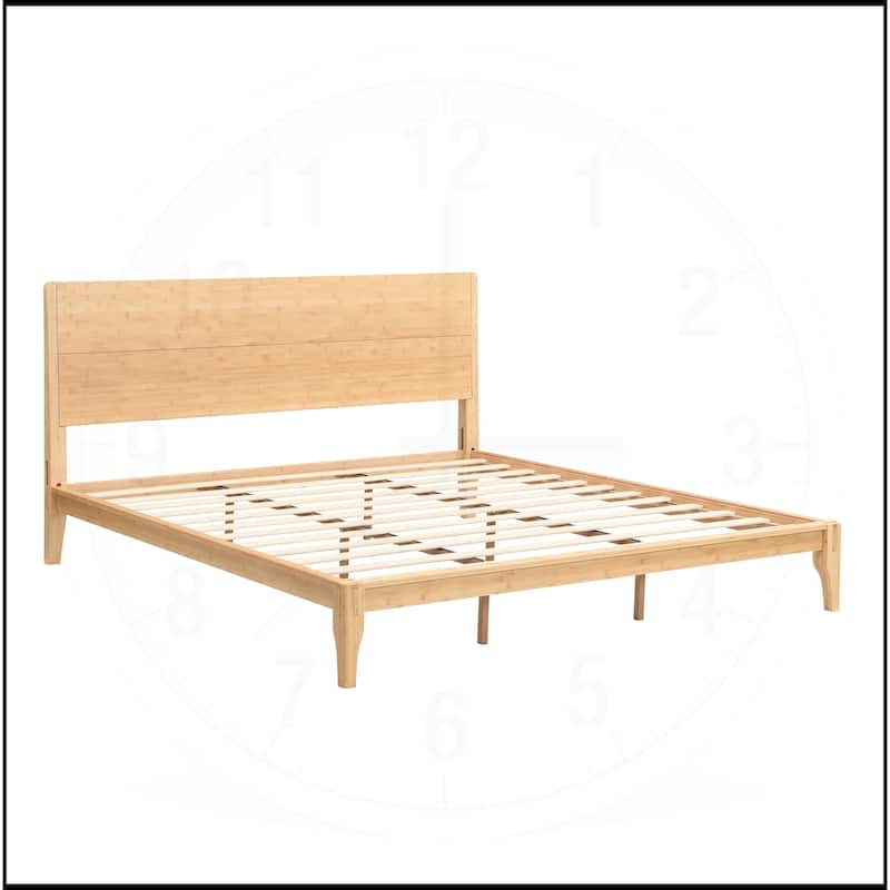 12 Inch Bamboo Wood Platform Bed with Wood Slat Metal Support