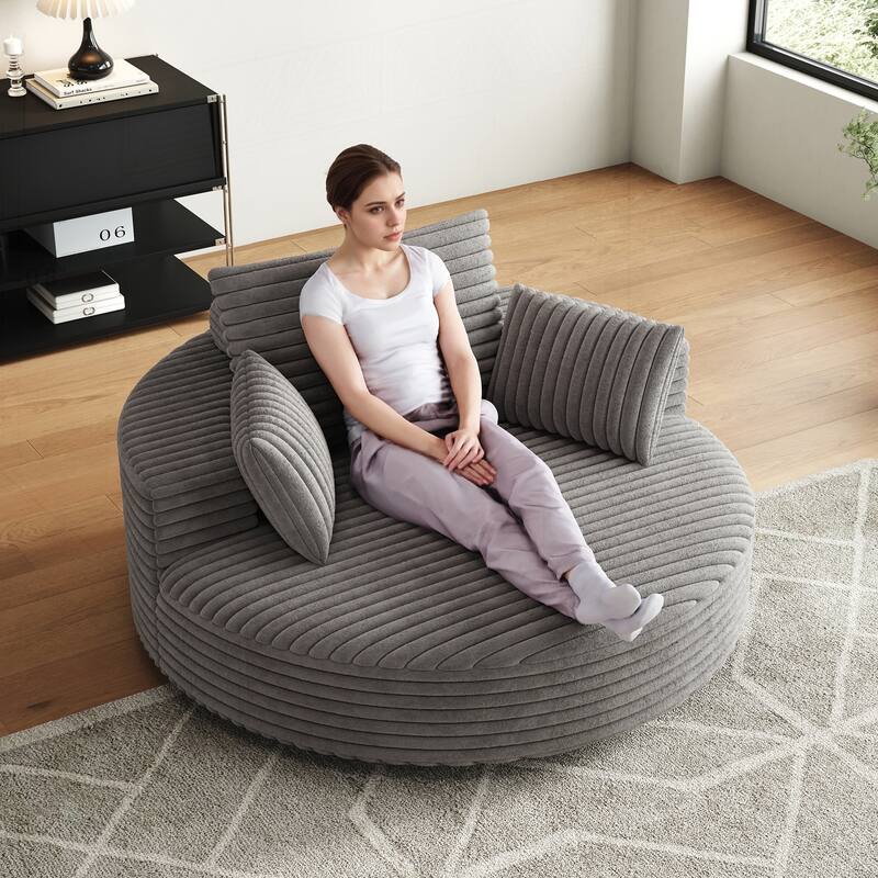 Comfortable Corduroy Foam Swivel Chair for Various Rooms, Enhancing Relaxation