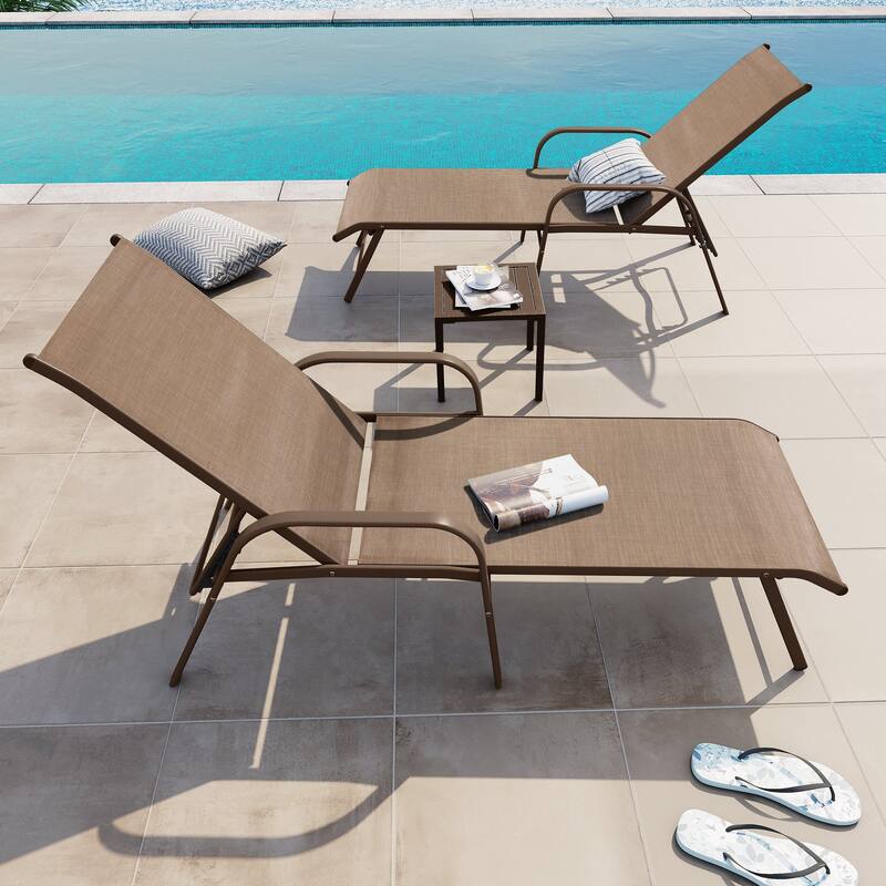 Set of 2/4 Outdoor Aluminum Chaise Lounge Chairs with Adjustable Backrest