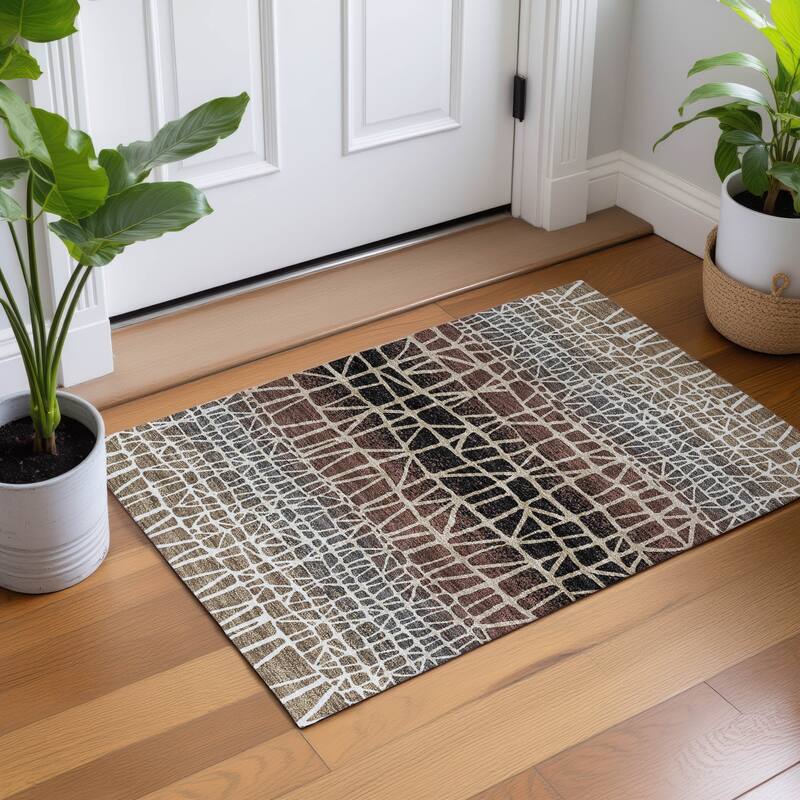 Machine Washable Indoor/ Outdoor Boho Global Chantille Rug