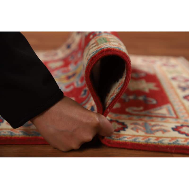 Red Traditional Kazak Oriental Foyer Rug Hand-Knotted Wool Carpet - 2'0"x 3'0"
