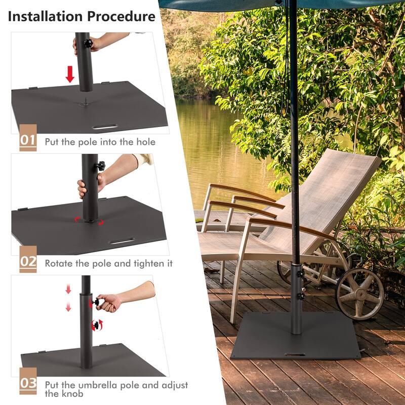 Gymax 50 LBS Patio Umbrella Base Stand 24'' Outdoor Square Market