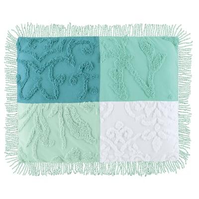 Patchwork Textured Chenille Fringe Trim Pillow Sham