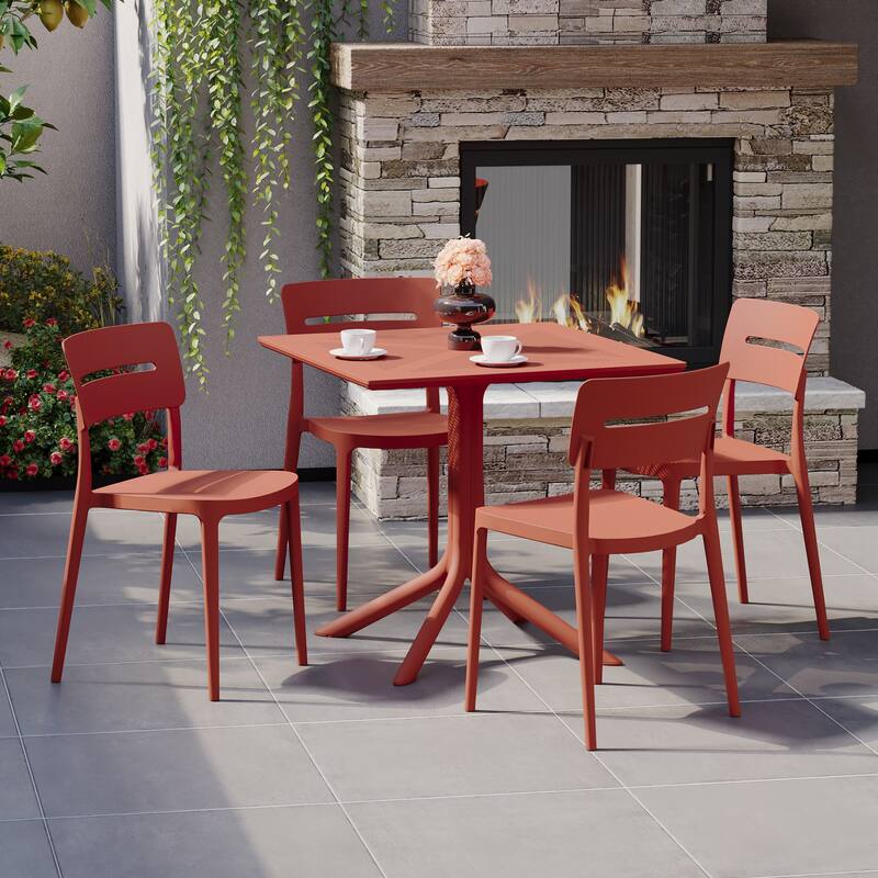 Frond and Form 4-Person Outdoor Square Dining Set