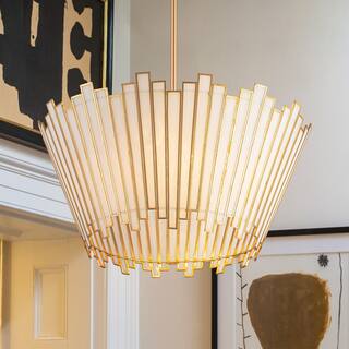 4-Light Modern Metal & GlassChandelier with White Jade Glass Shade for Living Room - 4 Light