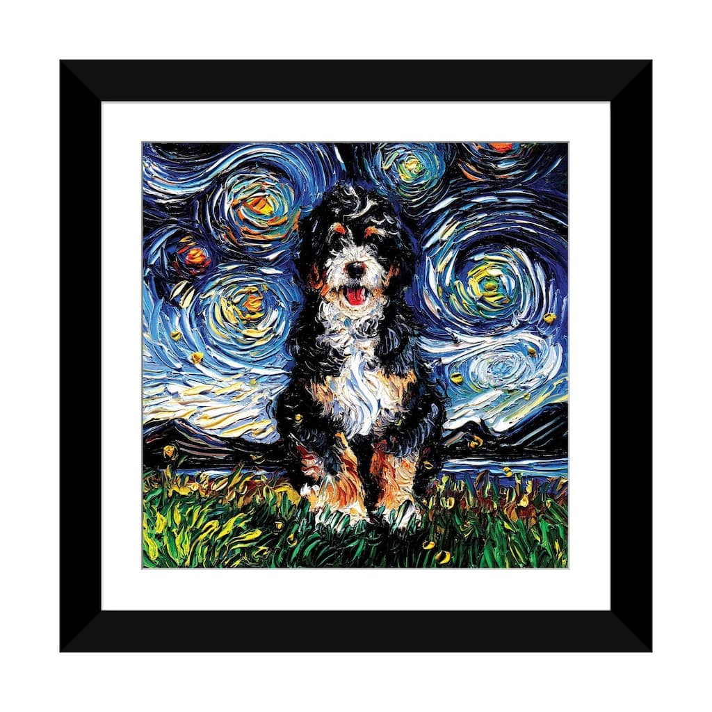 iCanvas "Bernedoodle Night" by Aja Trier