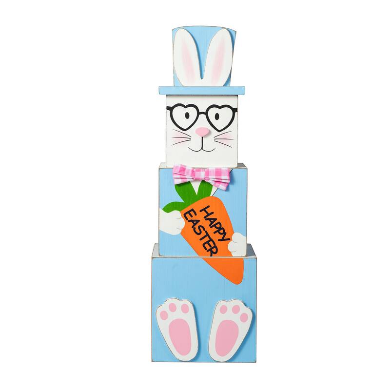 Glitzhome 24"H Double Sided Wooden Porch Decor Easter and July 4th