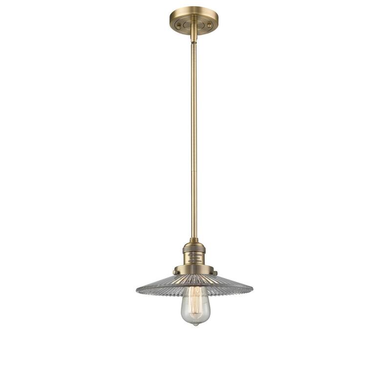 Innovations Lighting Halophane 9" Wide Mini Pendant - Downrod - Brushed Brass / Halophane