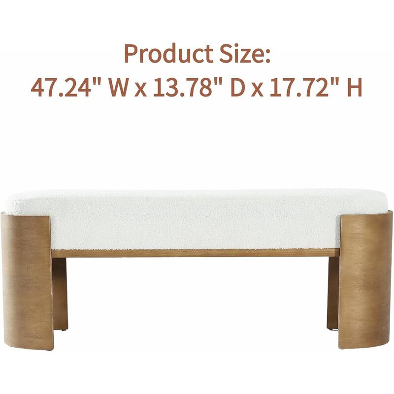 47.24" Upholstered Entryway Bench for Bedroom, Curved Support Legs
