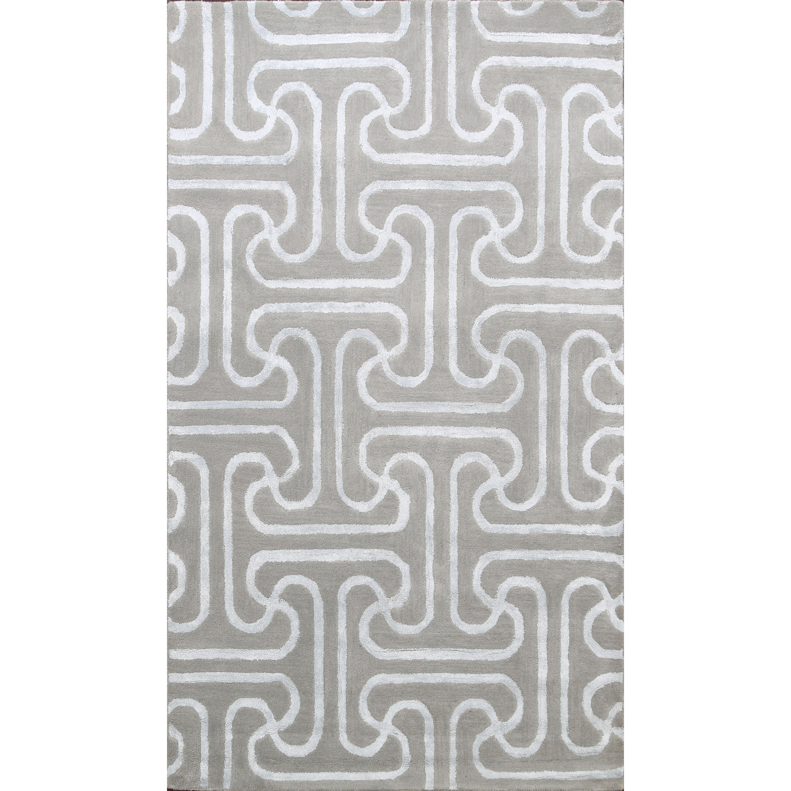 Shop Contemporary Trellis Wool Silk Oriental Area Rug Hand Tufted Carpet 5 0 X 8 0 On Sale Overstock 31705057