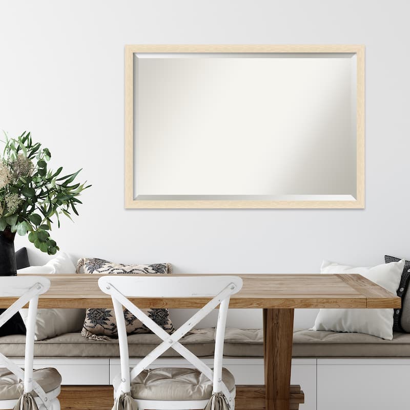 Woodgrain Stripe Beveled Wood Framed Wall Mirror