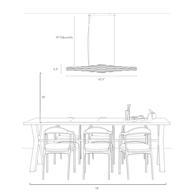 Modern Glam LED Crystal Linear Chandelier 42" W Island Lights for Kitchen Island - W 42.5" x H 66" Max