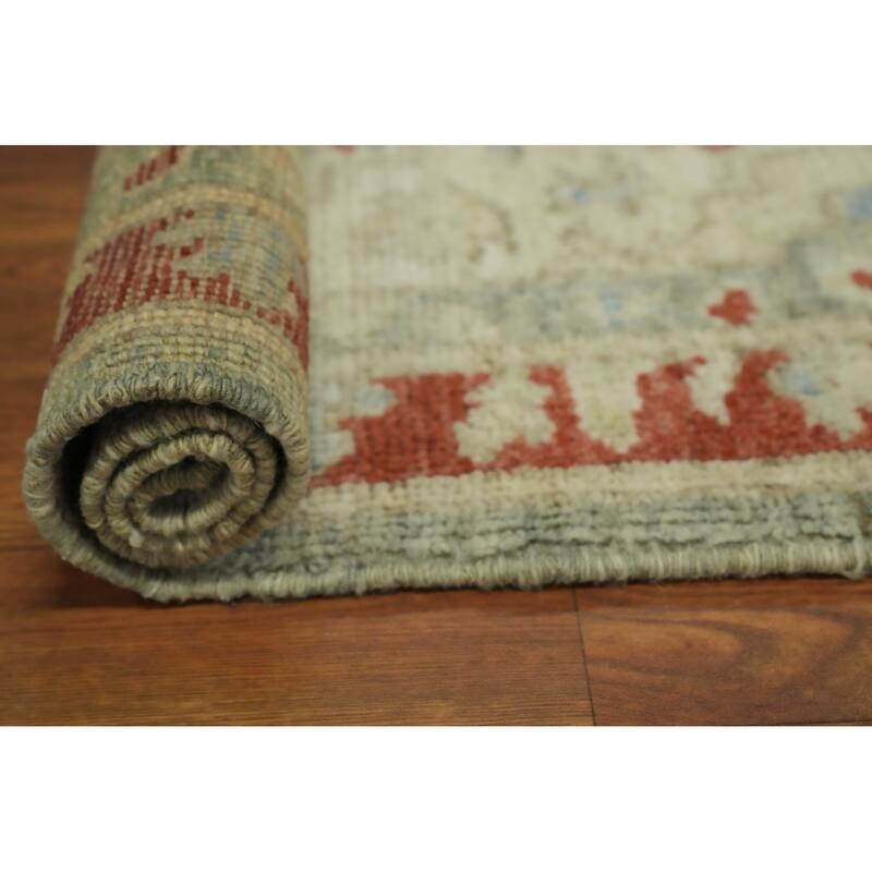 Handmade Wool Oushak Vegetable Dye Accent Rug, Medallion Geometric Carpet - 3' 0'' X 2' 0''