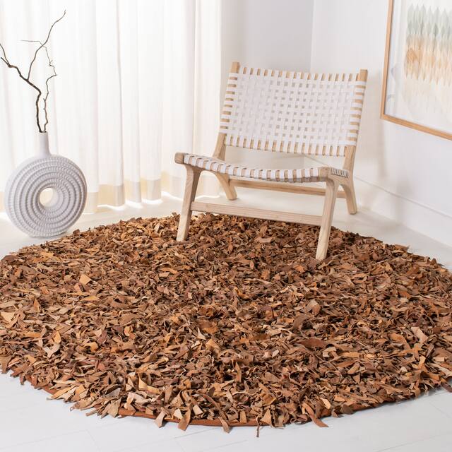 SAFAVIEH Handmade Leather Shag Carlijn Modern Decorative Rug