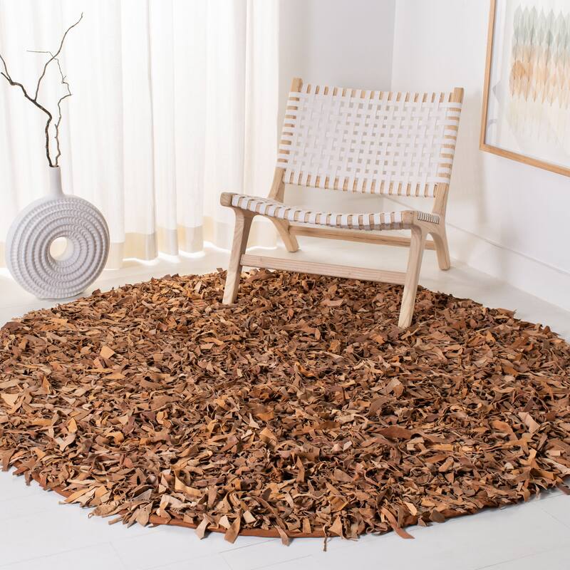 SAFAVIEH Handmade Leather Shag Carlijn Modern Decorative Rug