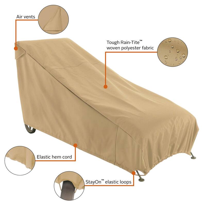 Classic Accessories Terrazzo Water-Resistant 66 Inch Patio Chaise Lounge Chair Cover