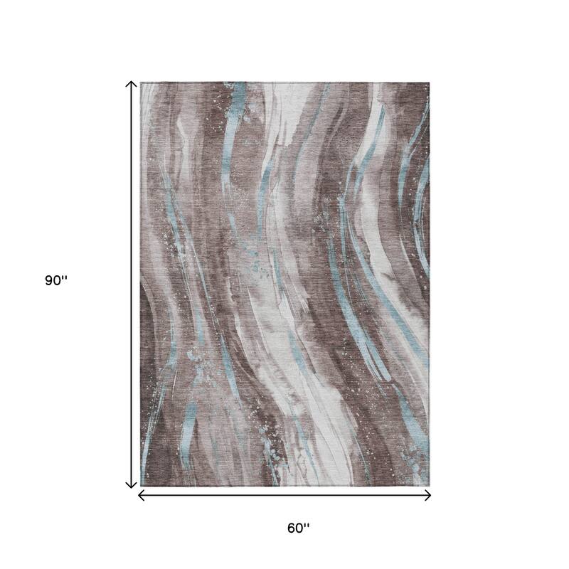 HomeRoots Abstract Transitional Rectangle Outdoor Rug