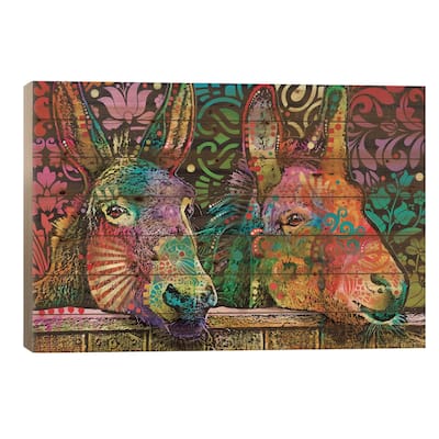 Donkeys Print On Wood by Dean Russo - Multi-Color
