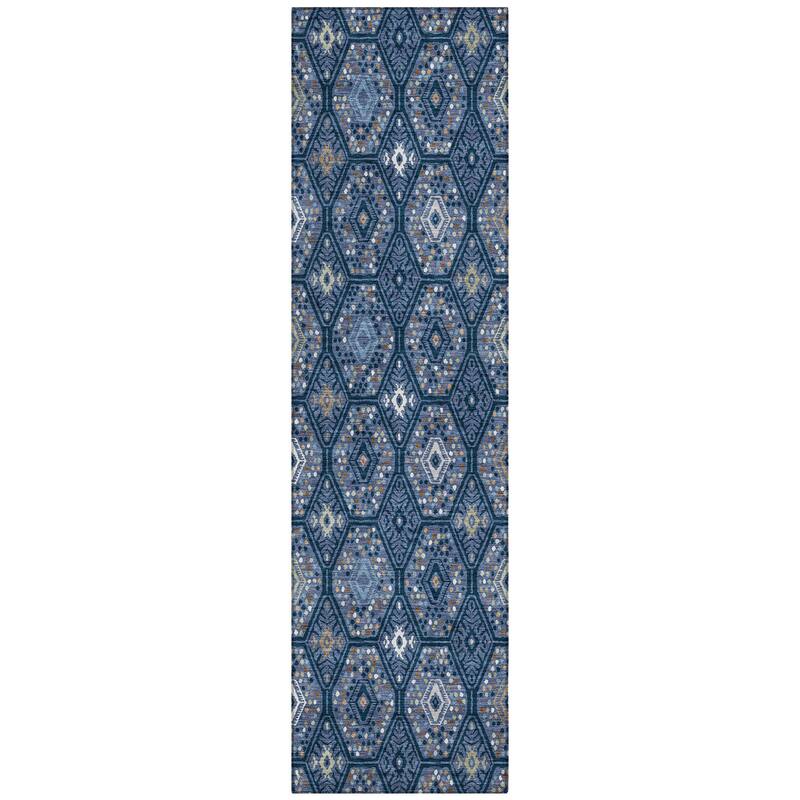 Machine Washable Indoor/ Outdoor Modern Hexi Chantille Rug