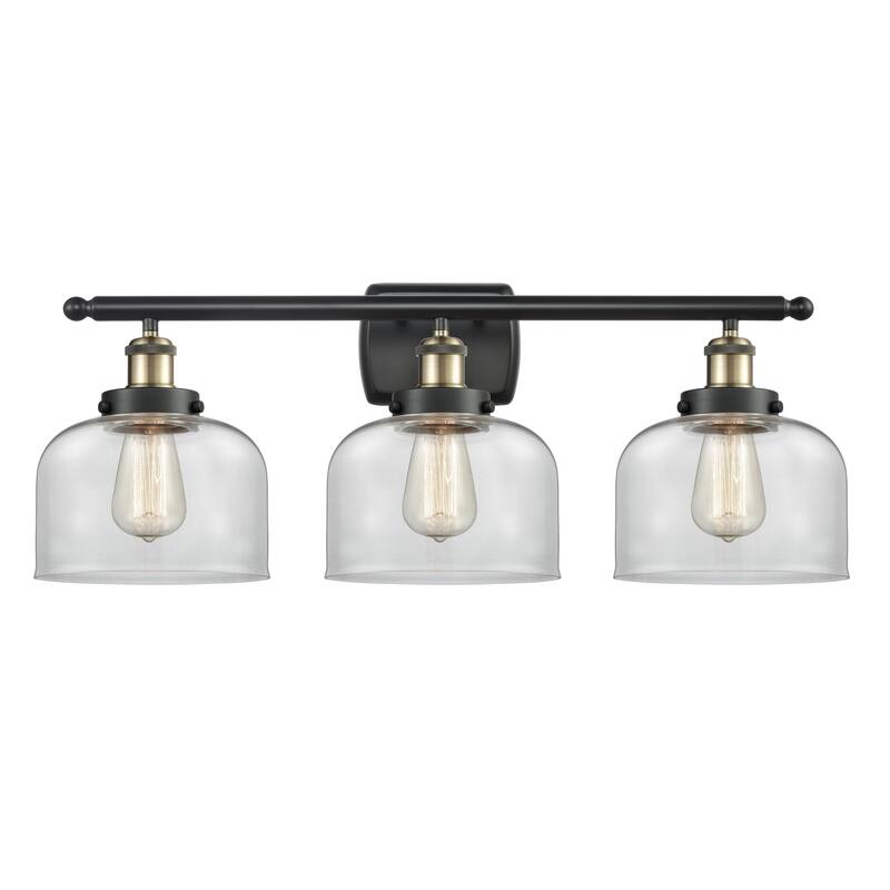 Innovations Lighting Ballston Urban Bell - 3 Light 28" Bath Vanity Light - Clear/Black Antique Brass