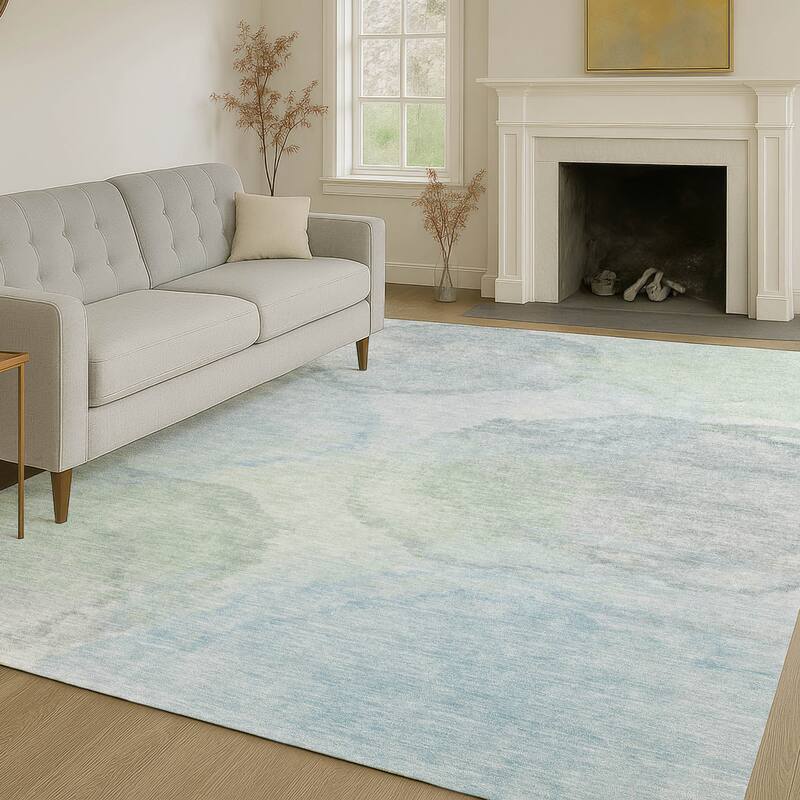Machine Washable Indoor/ Outdoor Abstract Muted Chantille Rug