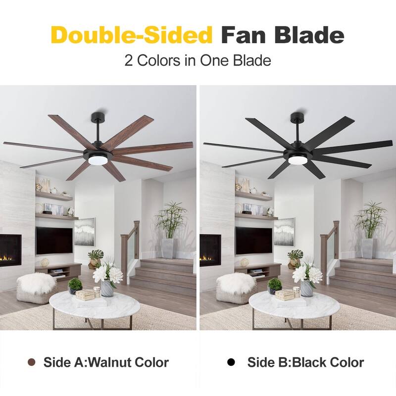 60 in. Indoor 8 Wood Blades Ceiling Fan with LED light and remote