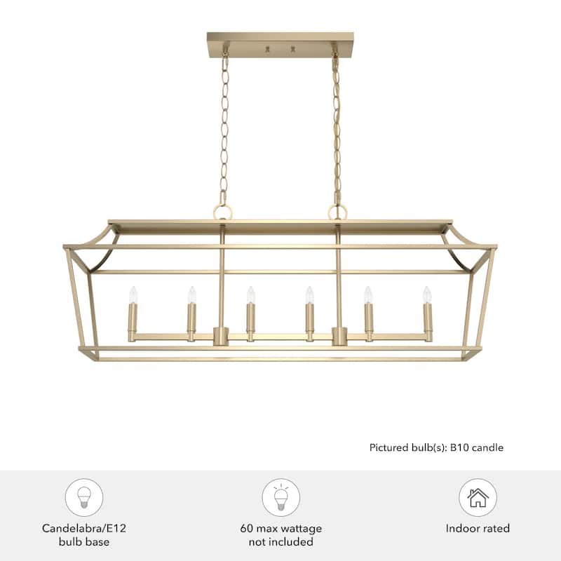 Hunter Laurel Ridge 6-Light Linear Chandelier - Kitchen Island, Dining Room - Modern Farmhouse, Candle, Industrial, Transitional