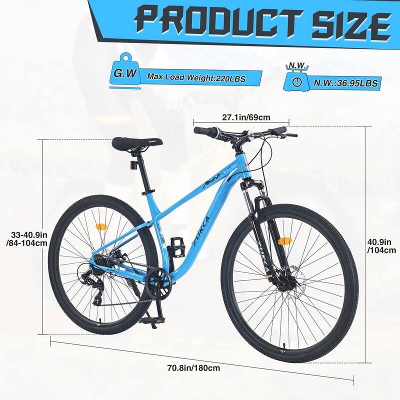 29 Inch Wheels Single Speed Bicycle, Mountain Cycling Bike w/Front Suspension & Dual Disc Brakes, Steel Frame for Boys and Girls