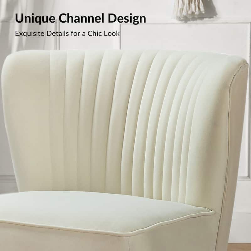 Monica 22''W Upholstered Modern Tufted Accent Side Chair with Gold Legs by HULALA HOME