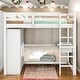 preview thumbnail 1 of 32, Wood Full Size Loft Bed with Wardrobe, Desk, Shelves and Drawers, White White