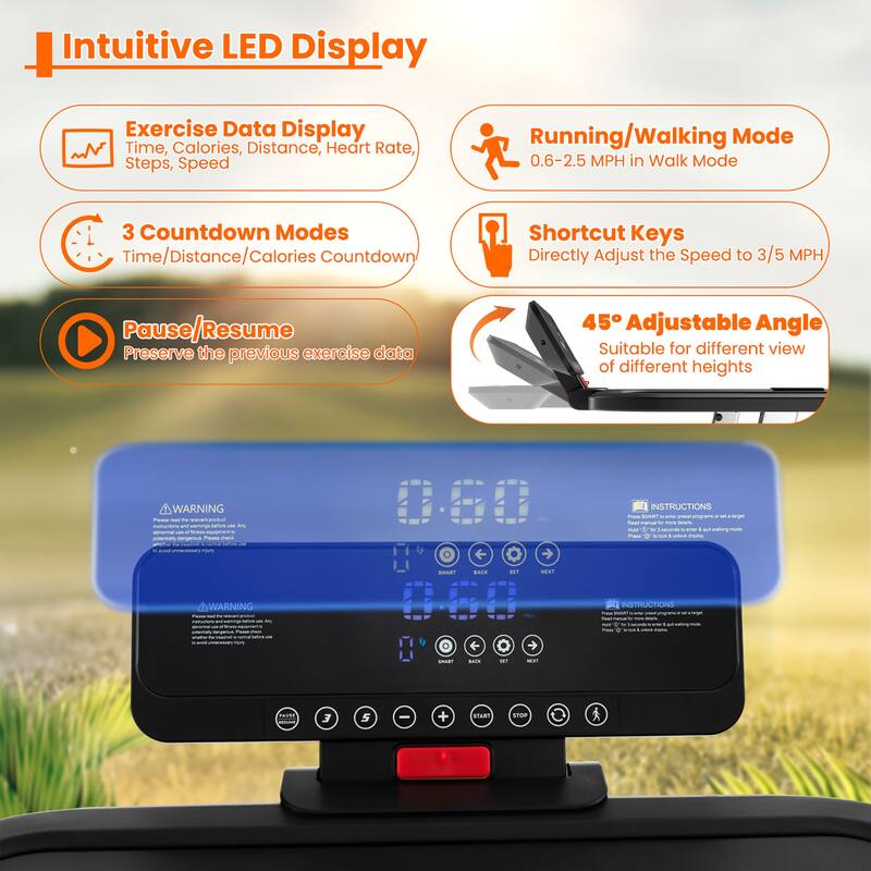 Gymax 3HP Walking Running Jogging Exercise Machine APP Control Folding