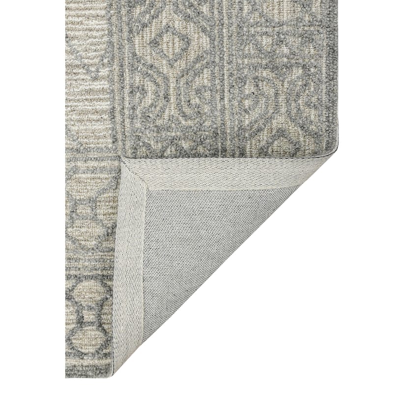 Bakari Wishek Gray Hand-Hooked Wool Area Rug