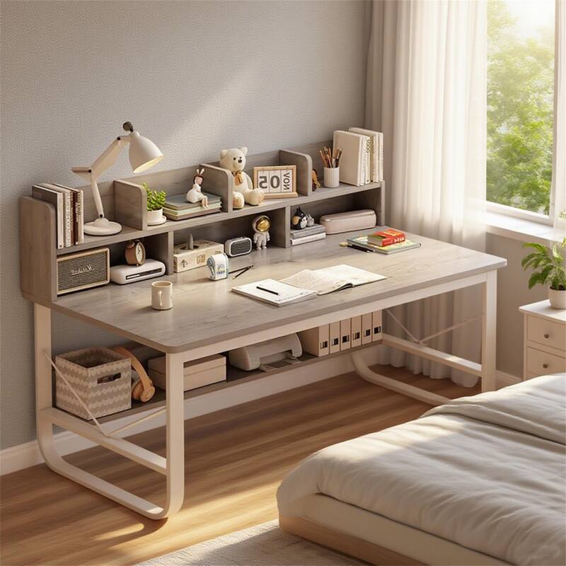 55.12" Rectangle Desk In Grey White - Grey White