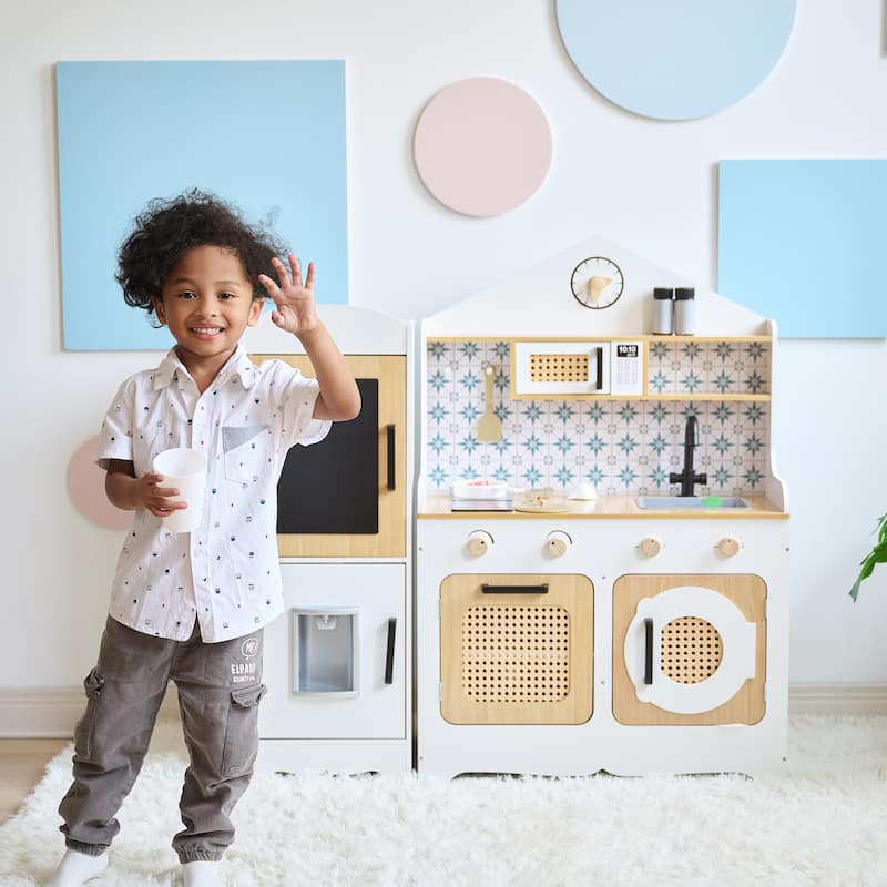 Teamson Kids Little Chef Morocco Play Kitchen & Accessories, White/Natural