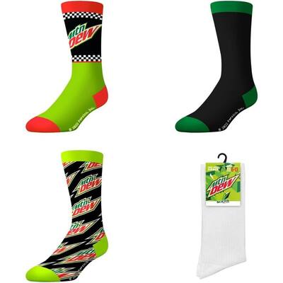 Mountain Dew Assorted Logos 3Pack Crew Socks