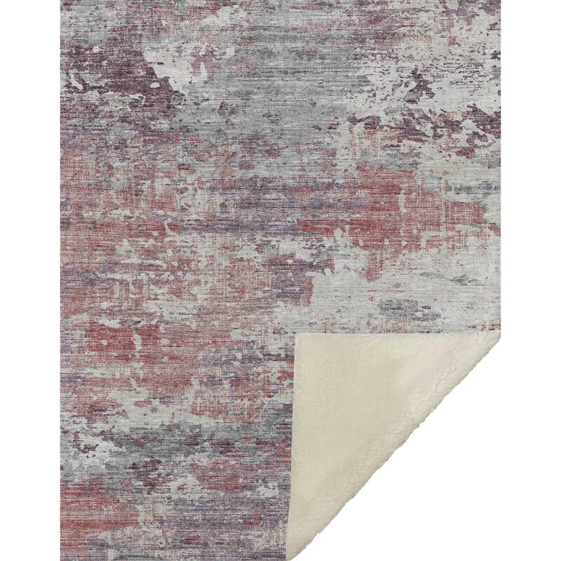 Premium Machine Washable ASB69 Abstract Modern Sherpa Throw Blanket