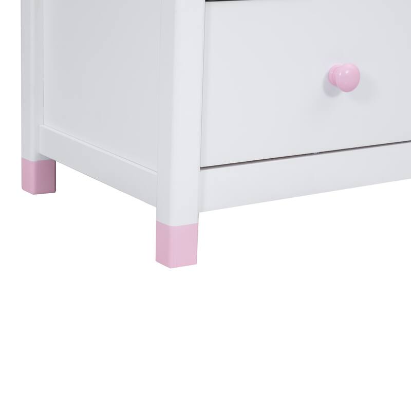 Wooden 2 Drawers Nightstand, Kids Nightstand End Table Sofa Table for Boys Girls Kids Room Bedroom