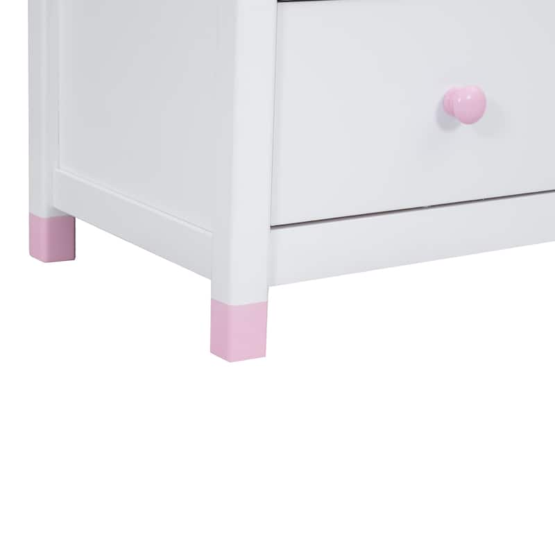 Wooden Nightstand with Two Drawers for Kids,End Table for Bedroom