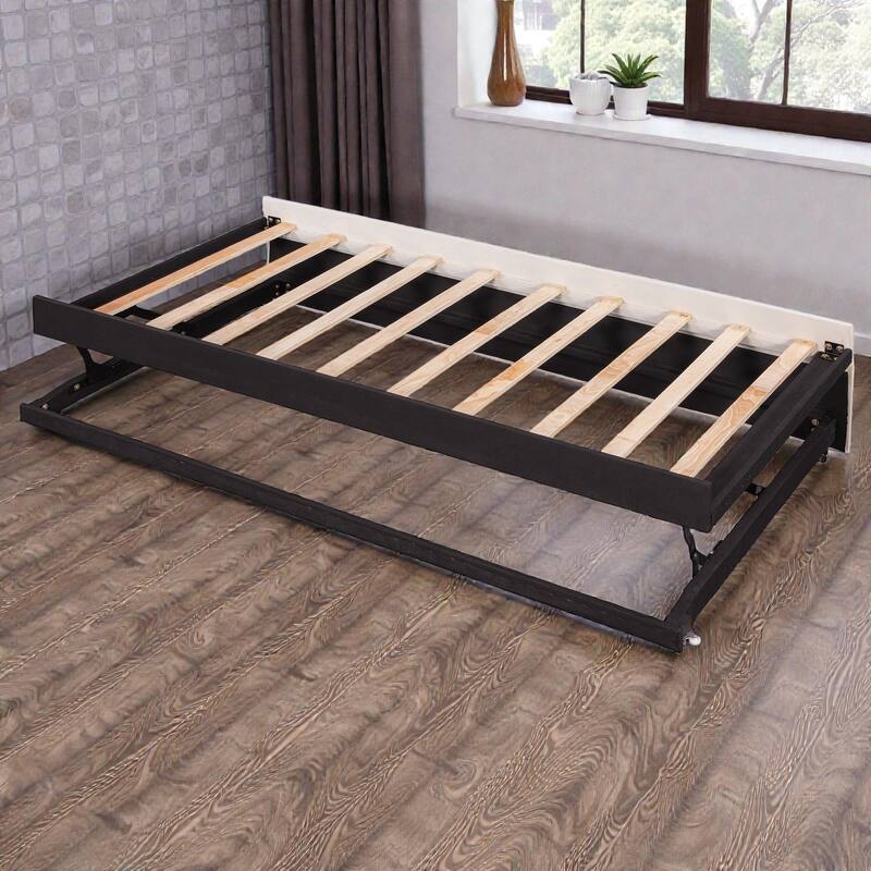 Twin Size Velvet Upholstered Daybed with Pop Up Trundle, 2-in-1 Sofa Bed for Guest Room or Kids Room